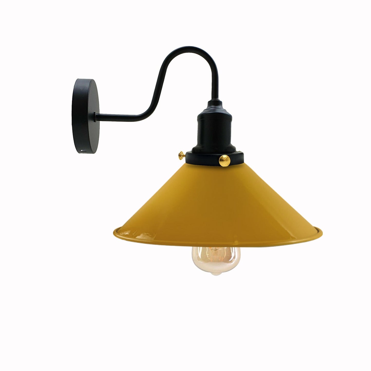 Industrial Vintage Swan Neck Indoor Sconce Metal Cone Yellow