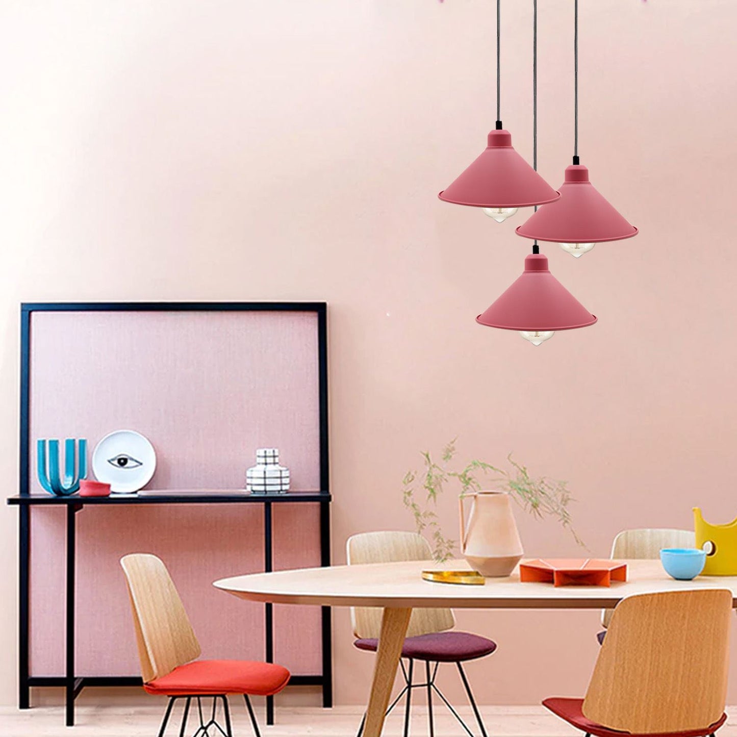 Pink Retro Industrial Hanging Ceiling Cone Shade