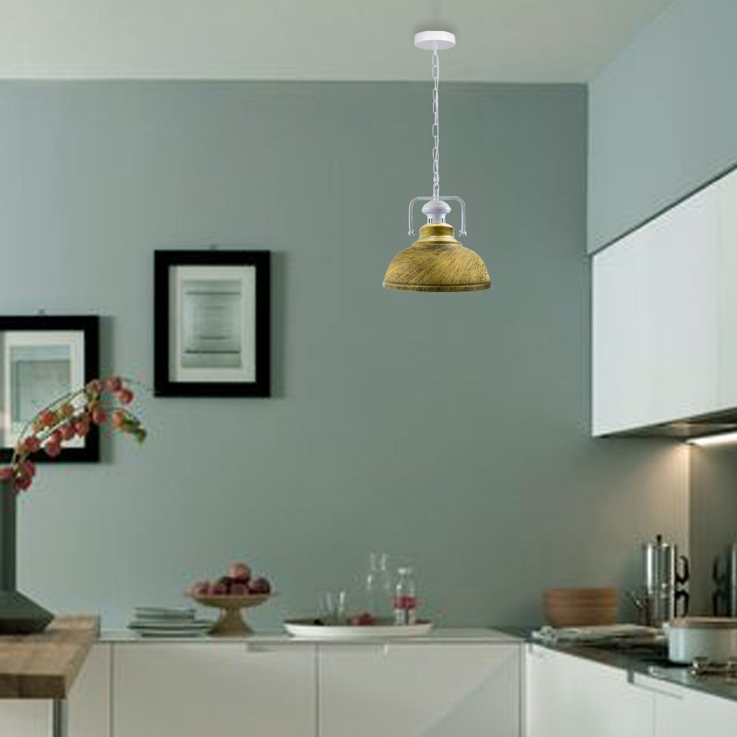 Pendant Barn Light with Chain Indoor Lighting Various Colours