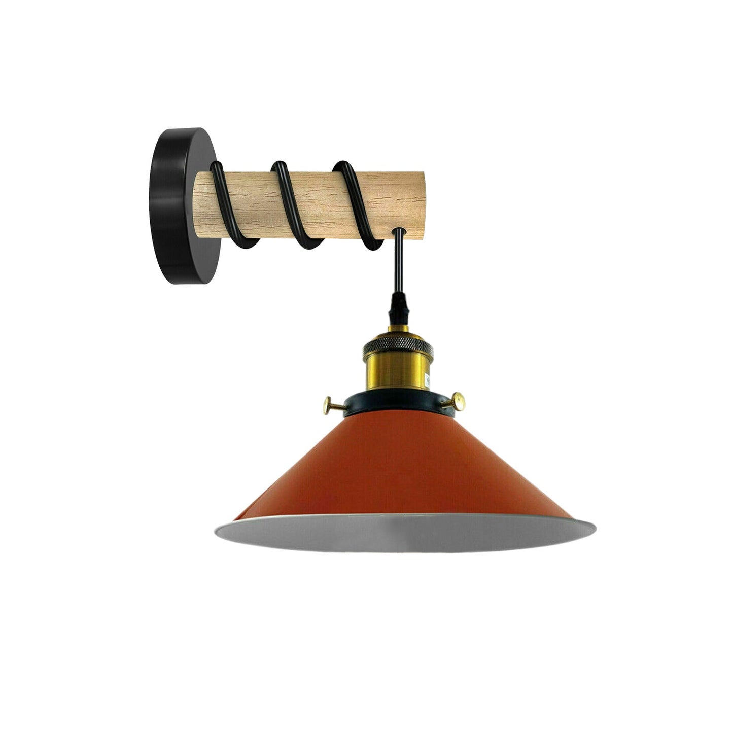 Modern Combined Solid Wooden Arm Metal Shade wall sconce