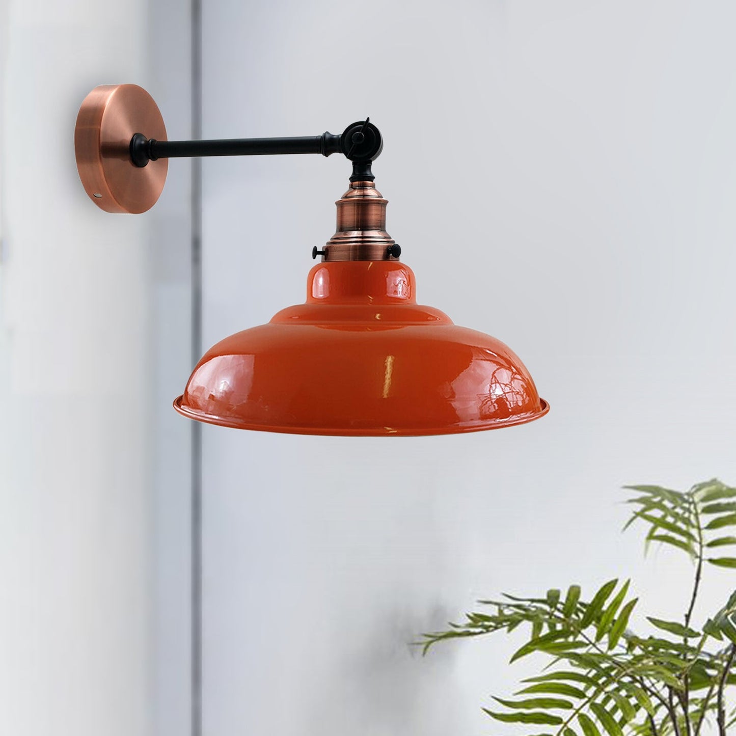Orange Shade With Adjustable Curvy Swing Arm Wall Light Fixture