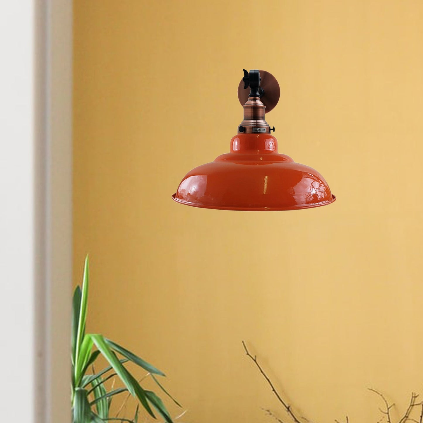 Orange Shade With Adjustable Curvy Swing Arm Wall Light Fixture