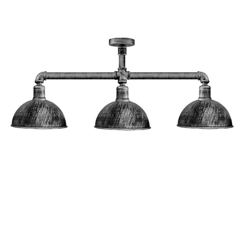 Industrial Retro Texas Style Pipe Lights Semi Flush Brushed copper