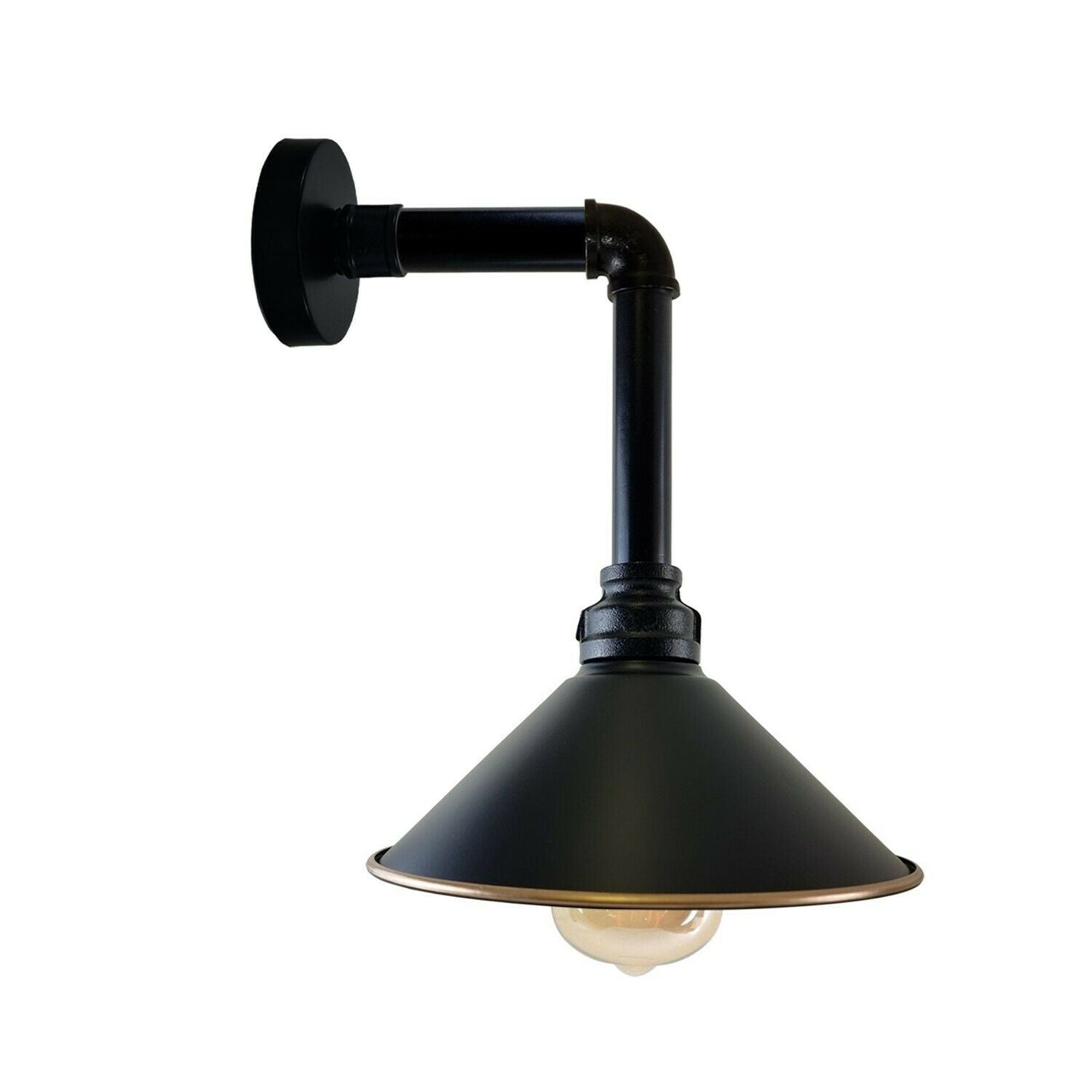 Industrial Vintage Retro Pipe Sconces Wall Light dome black Shade