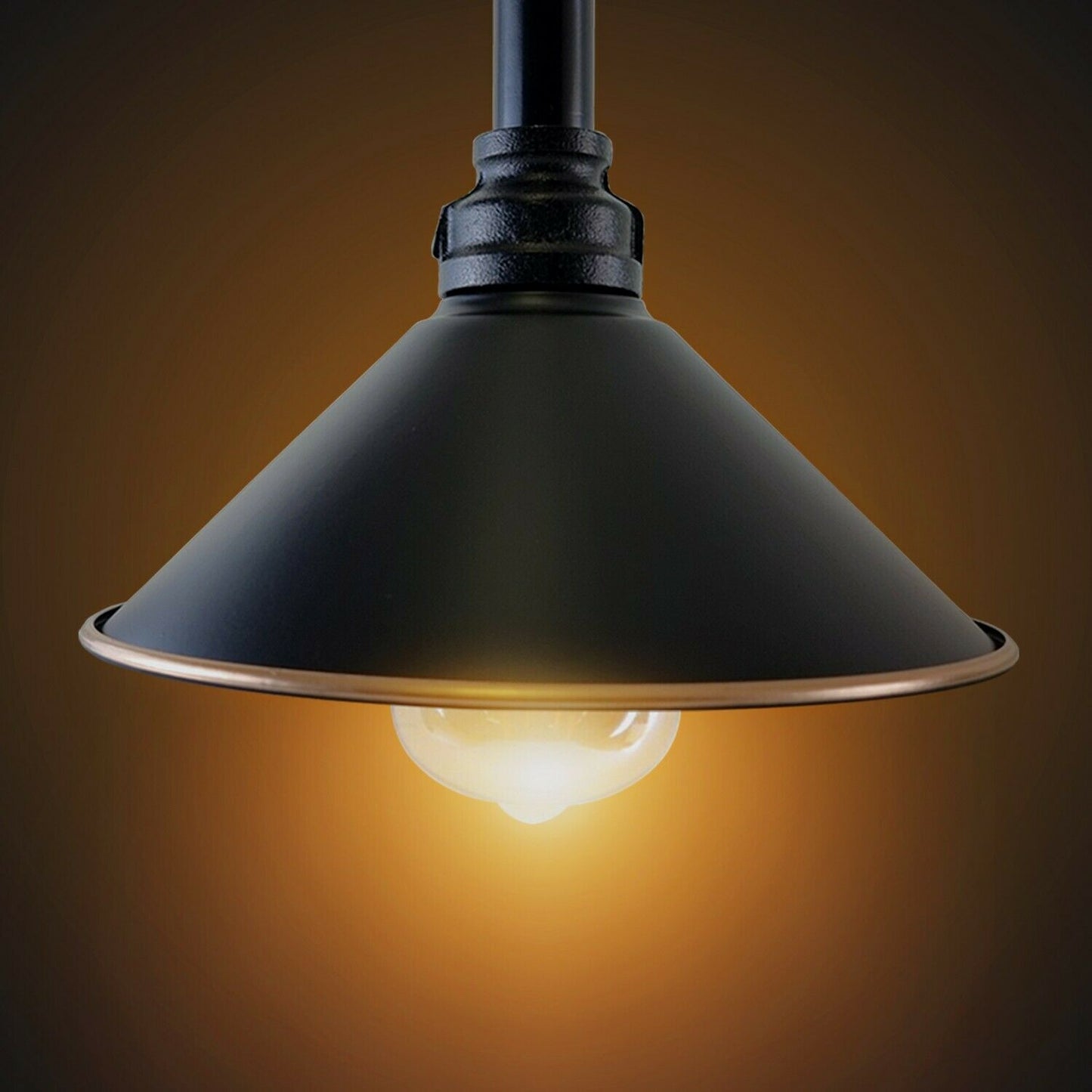 Industrial Vintage Retro Pipe Sconces Wall Light dome black Shade