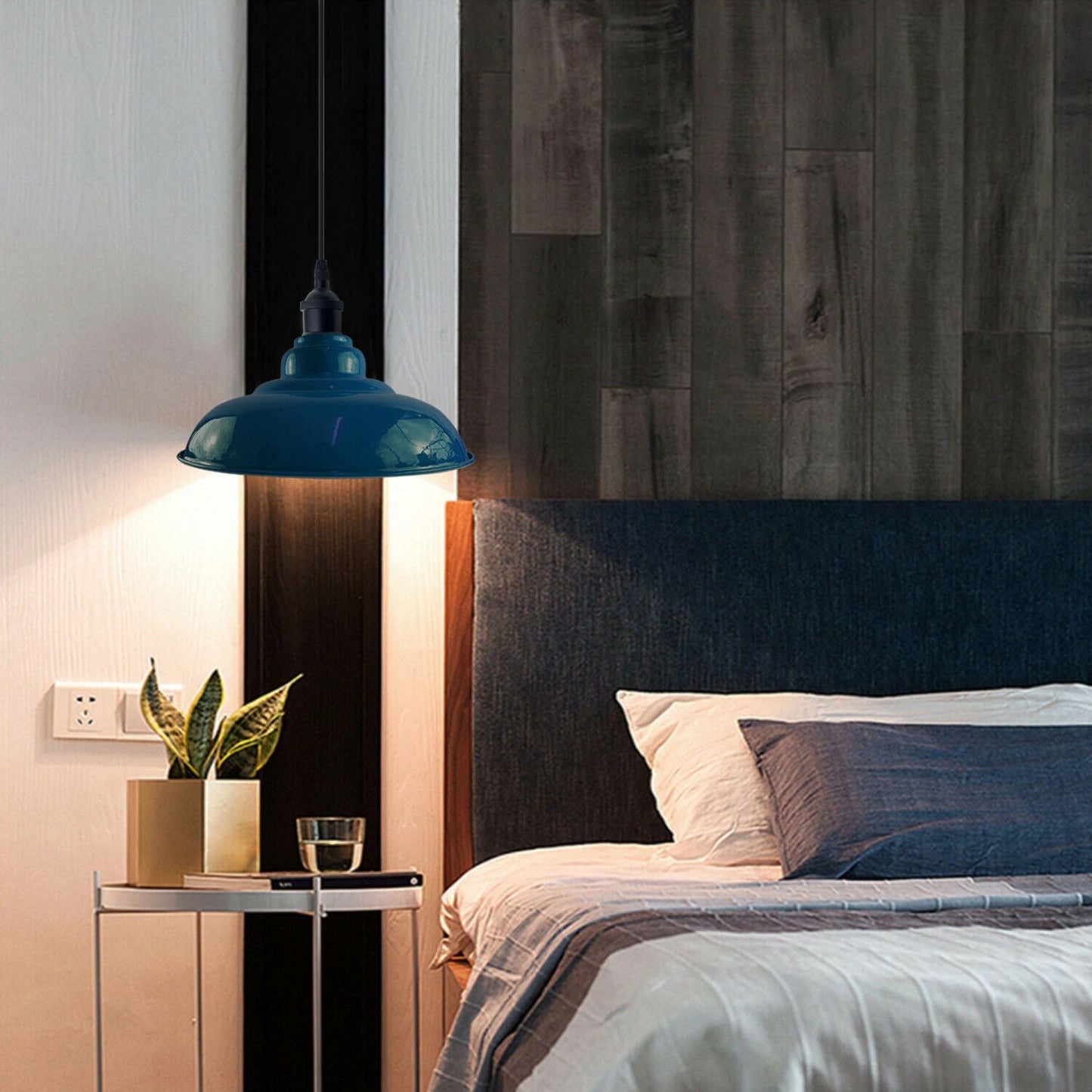 Industrial Vintage Cyan Blue Pendant Retro Metal Lamp