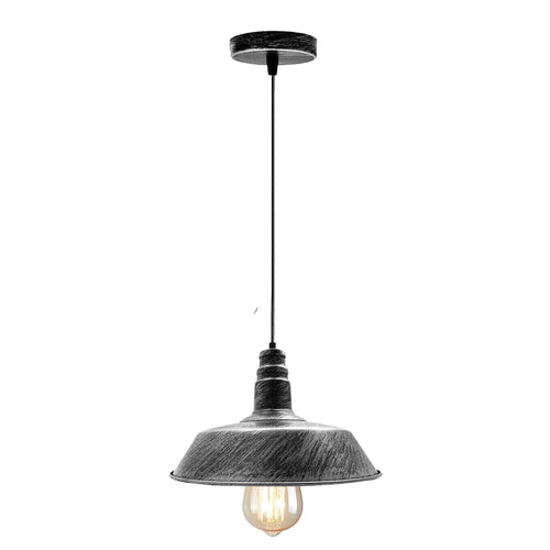 Modern Brushed Silver Industrial Pendant Light