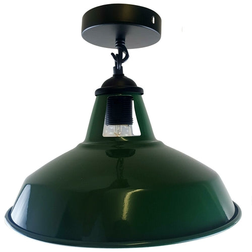 Industrial Black Metal Ceiling Plate Light Holder & Retro Colour Pendant