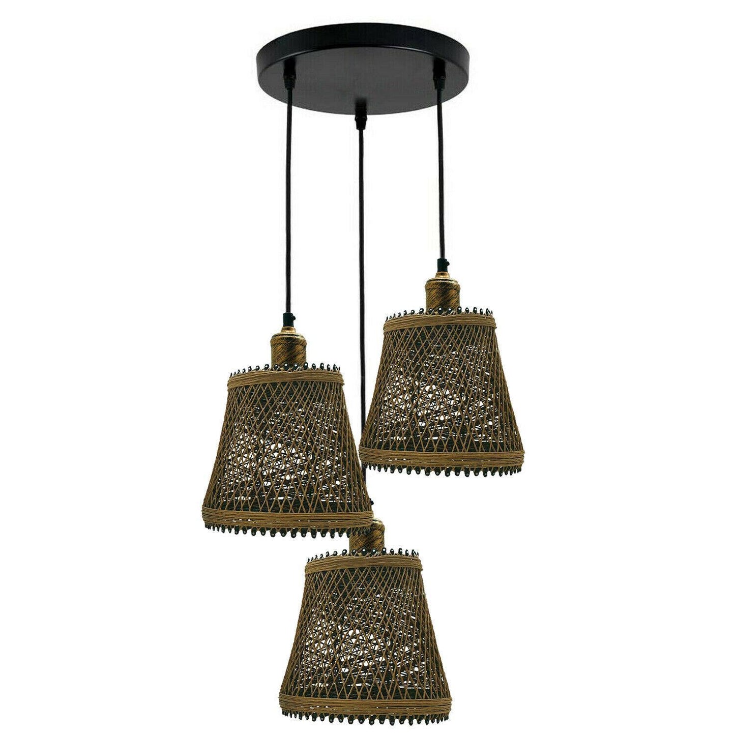 Harlan Triple Rattan Basket Pendant Light