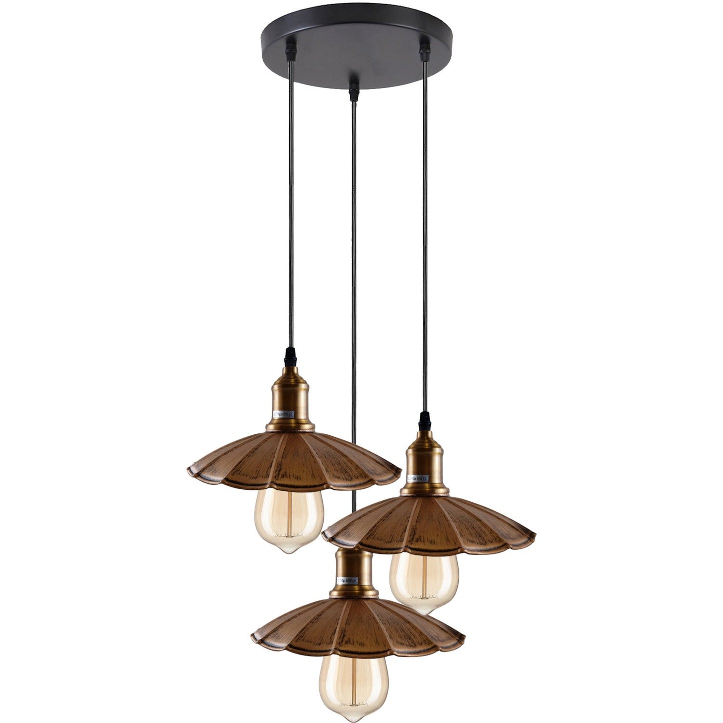 Sienna / Three Head Brushed Copper Ceiling Pendant