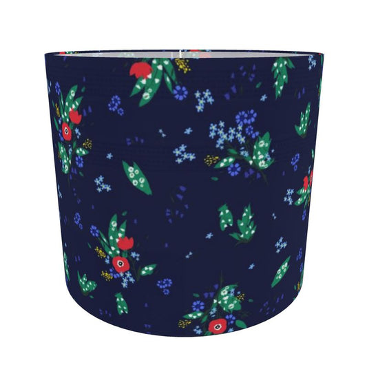 Moonlit Meadow Indigo Floral Round Drum Lampshade
