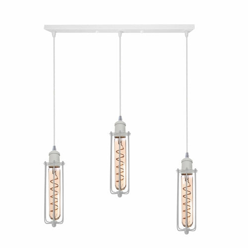 Cleo / White Industrial Wire Cage Pendant Light