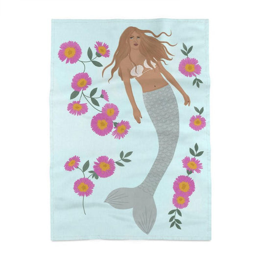 Senara Sea Cloud Aqua Linen Tea Towel