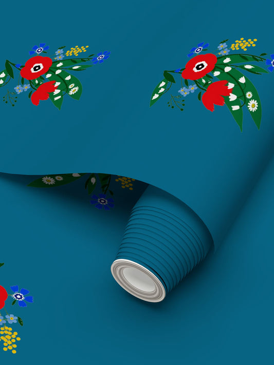 Posy Riot Wallpaper - Poppy Ardevora - Teal