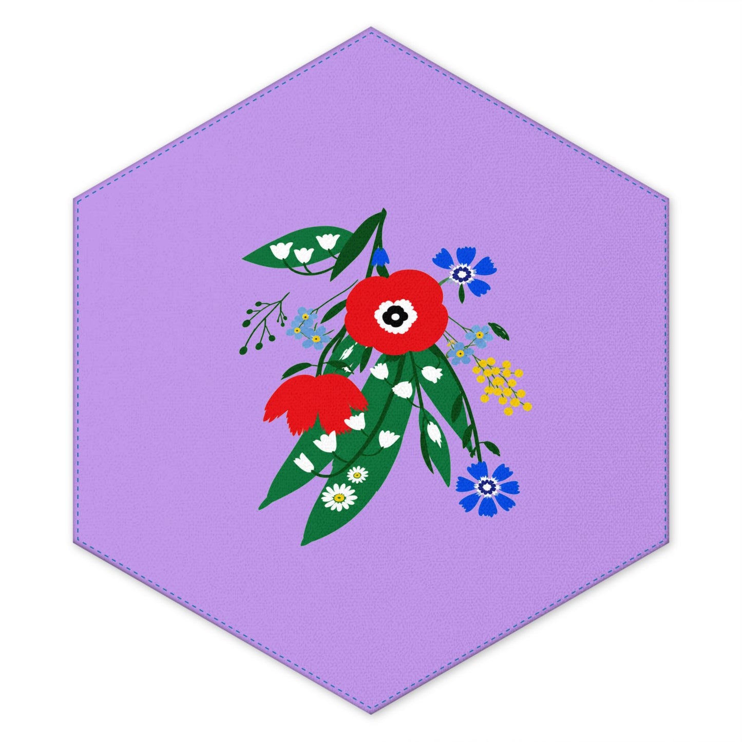 Posy Riot - Hexagon Machine Washable Rug - Poppy Ardevora - Lush Lilac