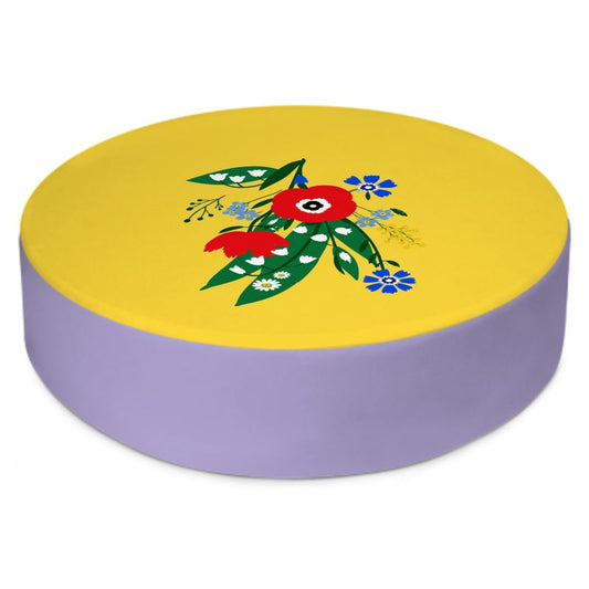 Posy Riot Round Floor Cushion - Poppy Ardevora - Yellow