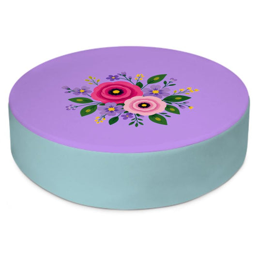 Posy Riot Round Floor Cushion - Rose Eleanor - Lush Lilac