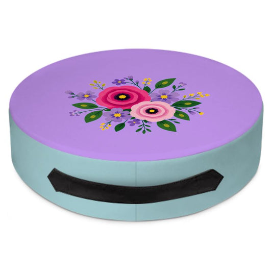 Posy Riot Round Floor Cushion - Rose Eleanor - Lush Lilac