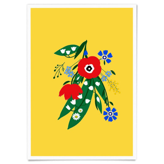 Posy riot A3 Art Print - Poppy Ardevora - Sunshine