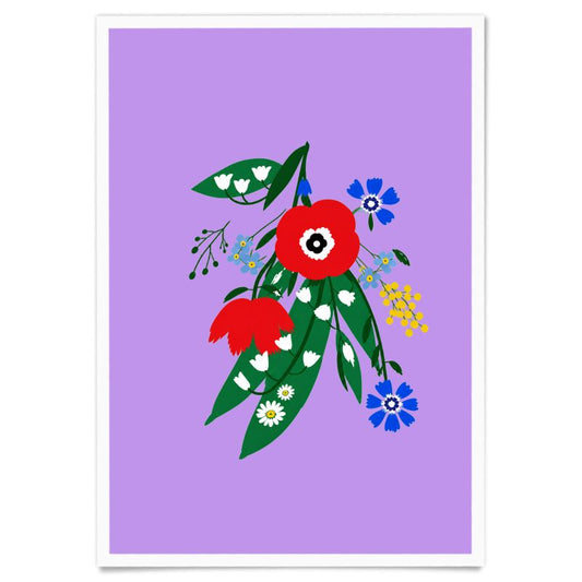 Posy Riot A3 Art Print - Poppy Ardevora - Lush Lilac