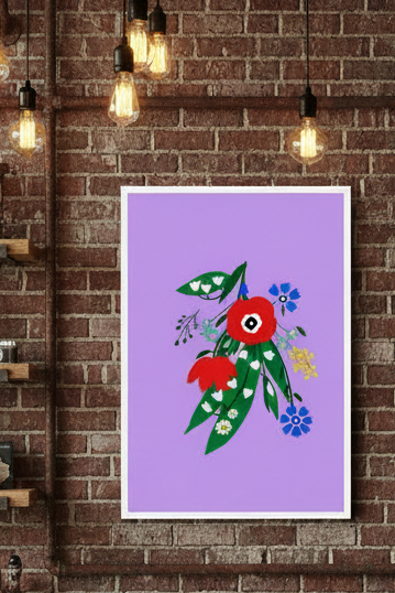 Posy Riot A3 Art Print - Poppy Ardevora - Lush Lilac