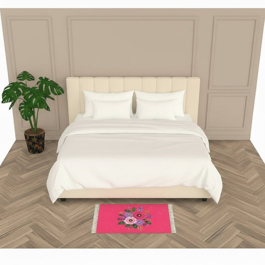 Posy Riot Velvet Fringed Rug - Rose Eleanor - Hot Pink