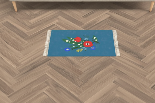 Post Riot Fringed Velvet Rug - Poppy Ardevora - Teal