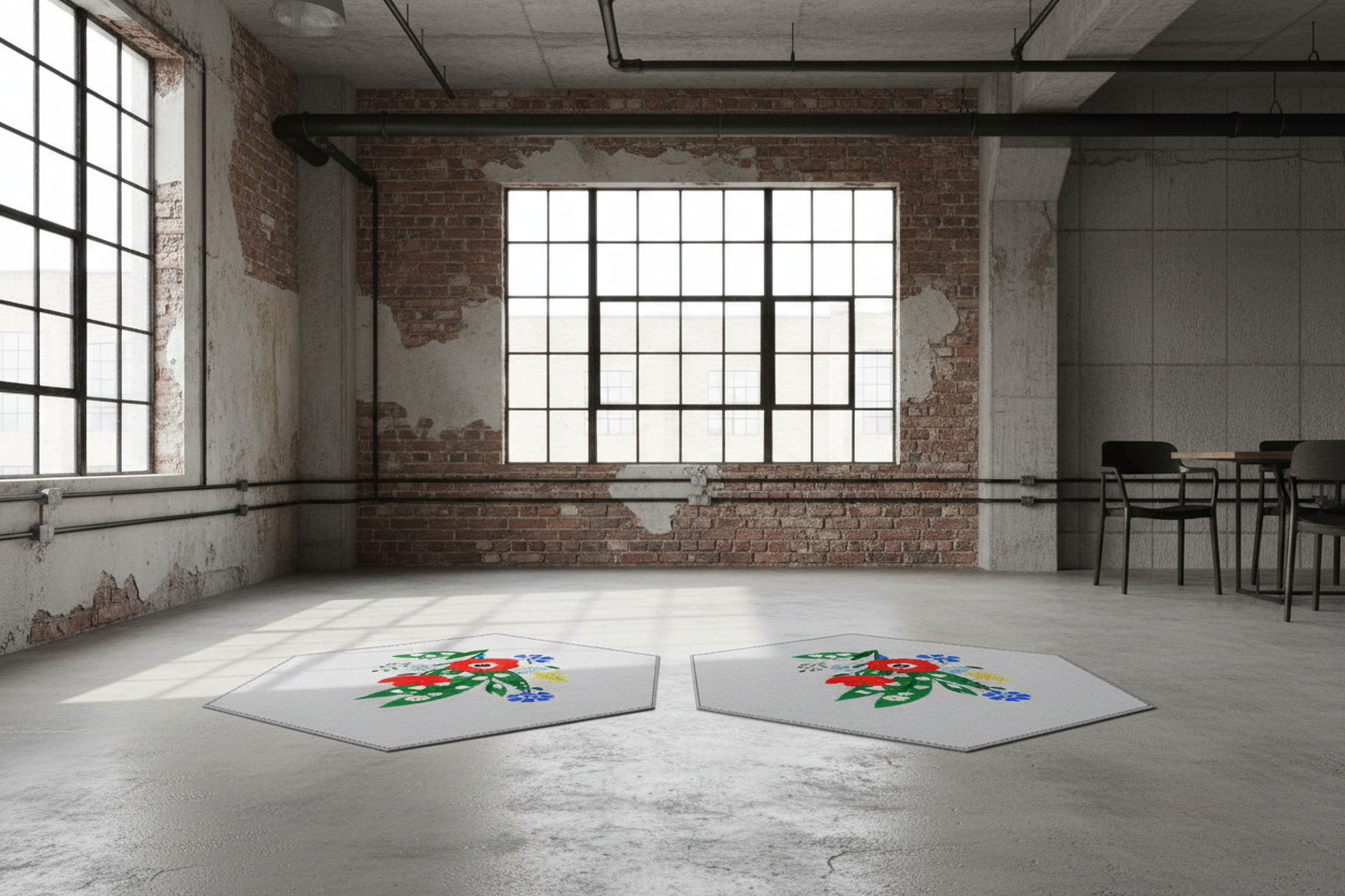 Posy Riot Hexagon Machine Washable Rug - Poppy Ardevora - Soft Grey