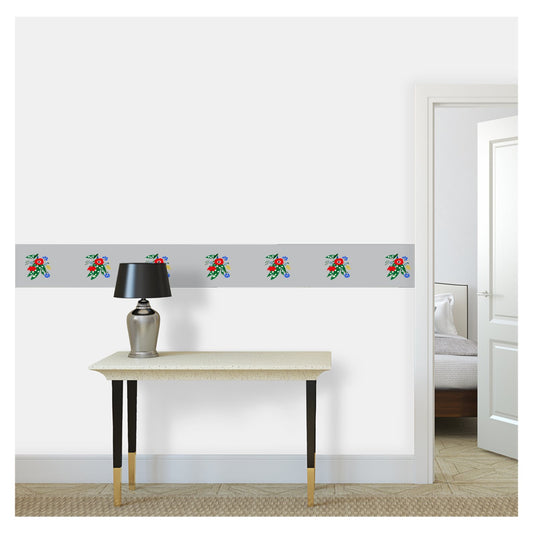 Wallpaper Border Posy Riot - Poppy Ardevora - Smoke