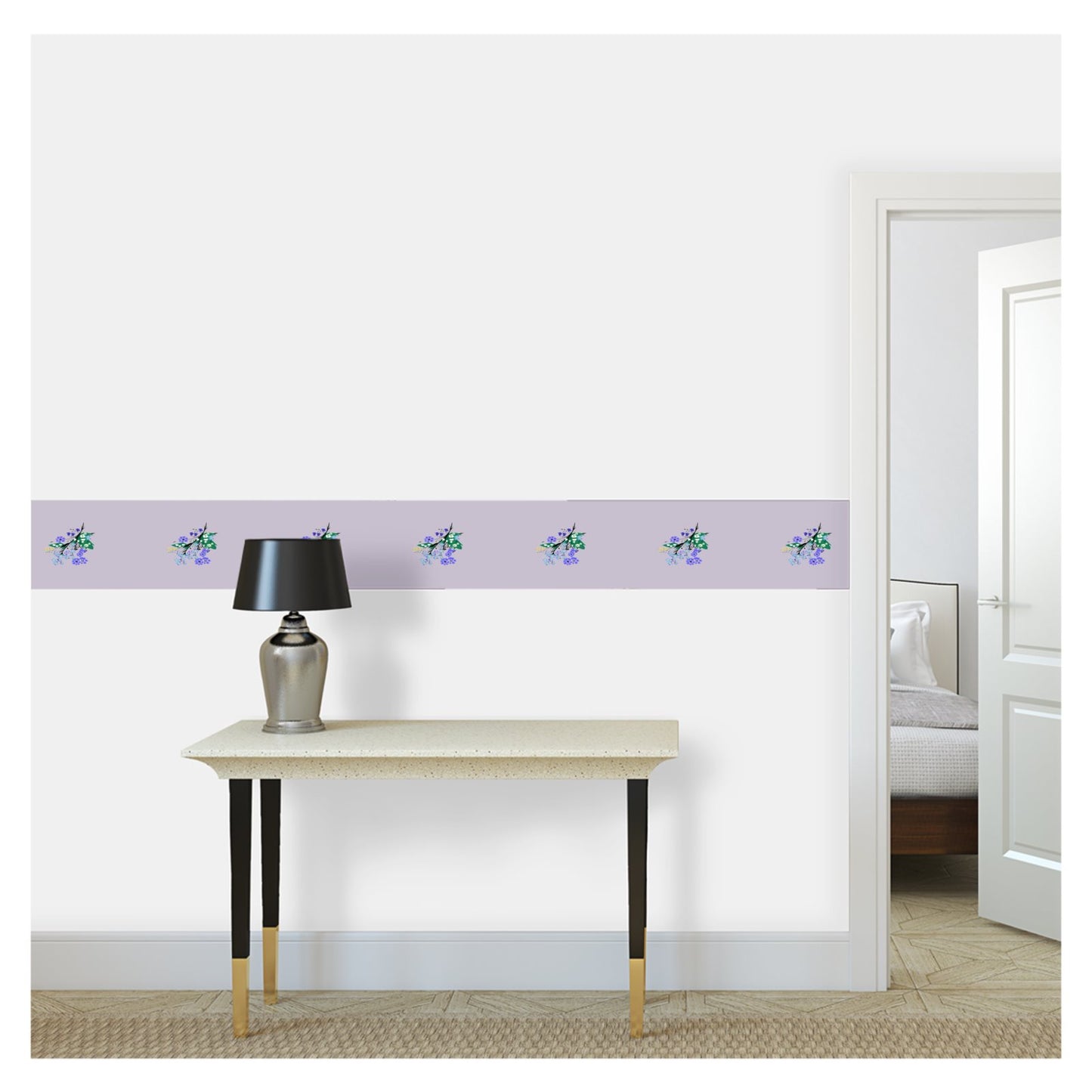 Wallpaper Border Posy Riot - Eva May - Lilac Grey