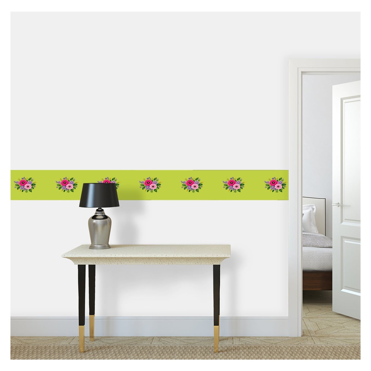 Wallpaper Border Posy Riot - Rose Eleanor - Lush Lime