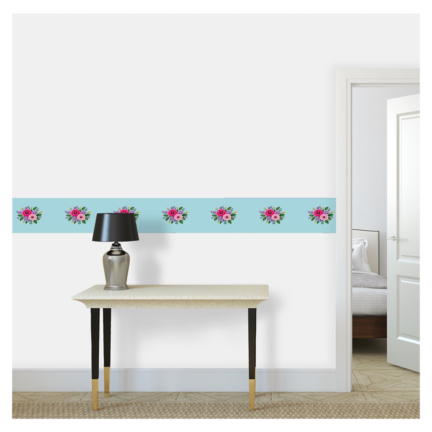 Wallpaper Border Posy Riot - Rose Eleanor - Aqua