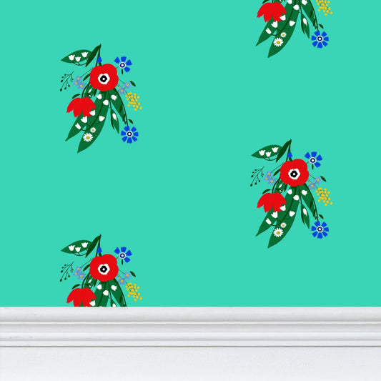 Posy Riot - Poppy Ardevora - Signature Wallpaper - Hero Green