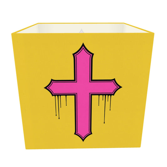 Rebel Riot - Gothica Cross Square Lampshade - Golden