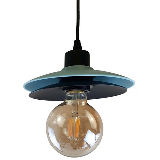Double Shade Black And Blue Ceiling Hanging Pendant Light