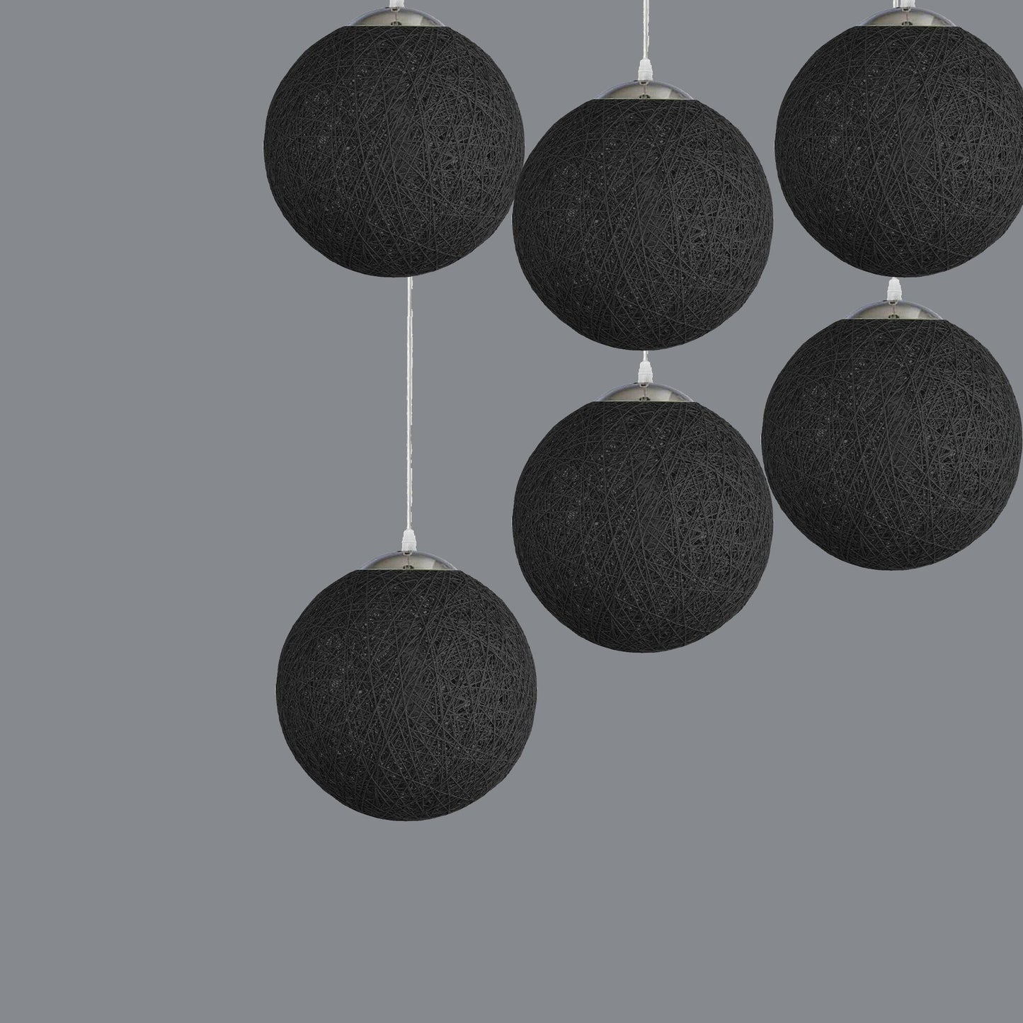 Black 3 Outlet Pendant Woven Rattan Dome Pendant Strip