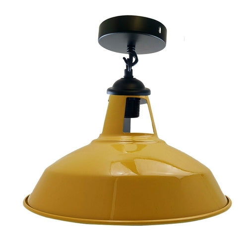 Industrial Black Metal Ceiling Plate Light Holder & Retro Colour Pendant