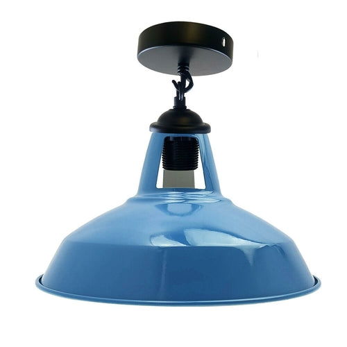 Industrial Black Metal Ceiling Plate Light Holder & Retro Colour Pendant