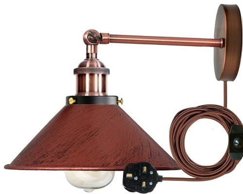 Rustic Red Plug in Wall Light UK
