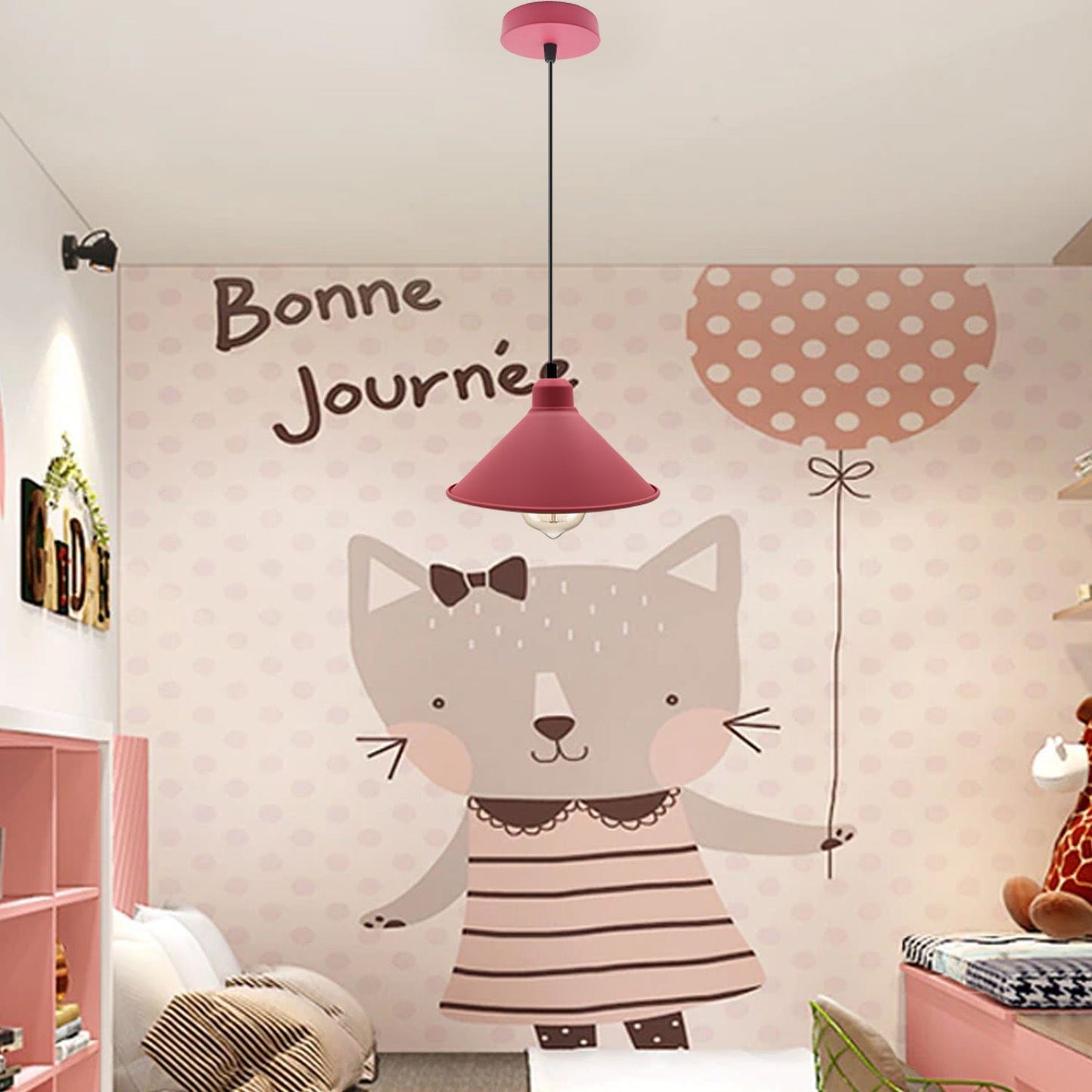 Pink Retro Industrial Hanging Ceiling Cone Shade