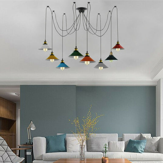 Vintage Industrial Spider Light 8 Way Hanging Ceiling Pendant