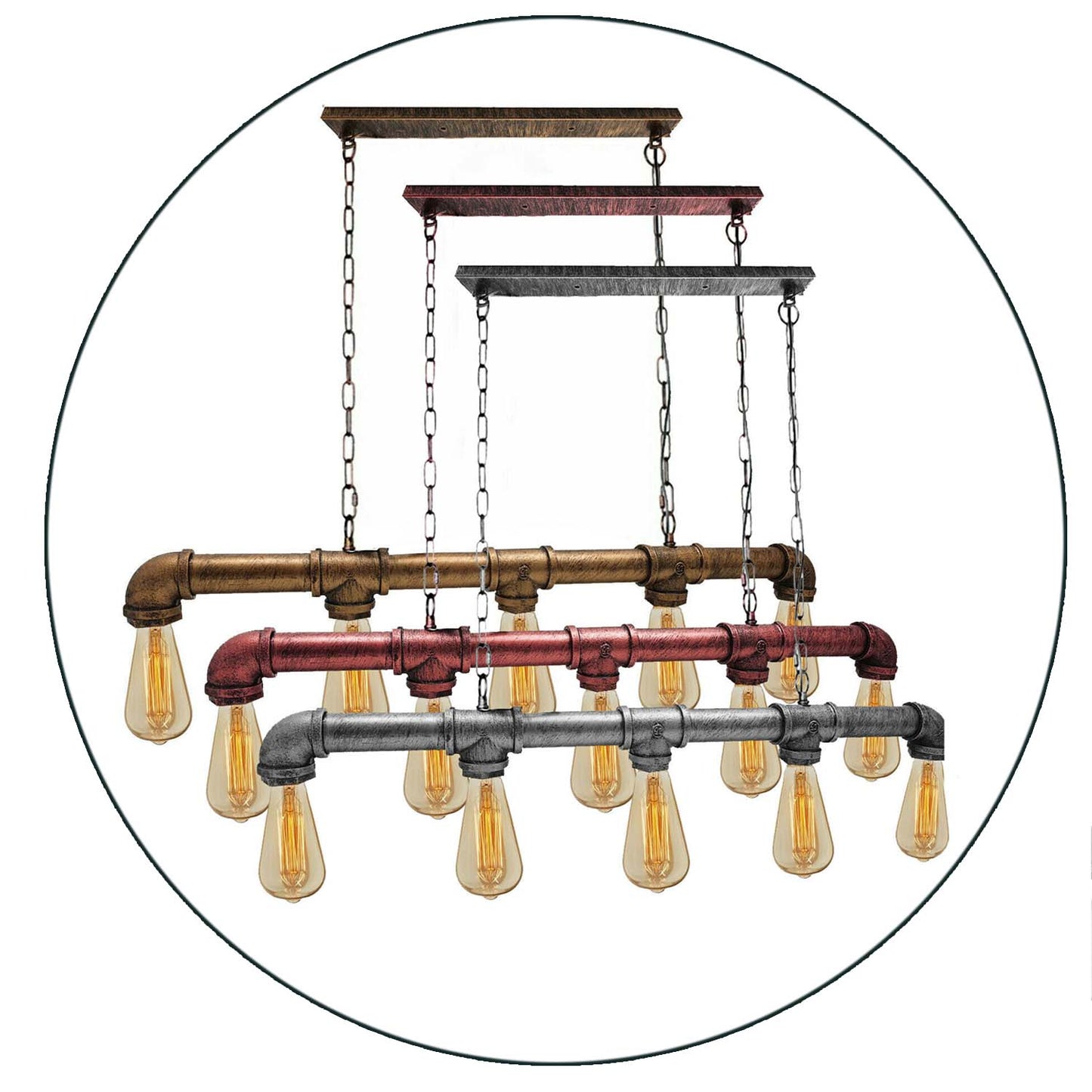 Gable Industrial 5 Bulb Water Pipe Pendant Light