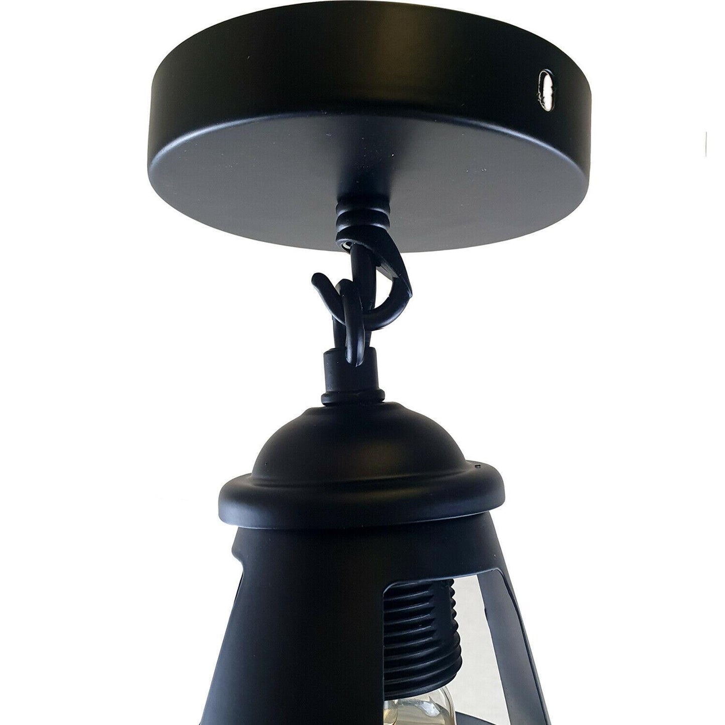 Industrial Black Metal Ceiling Plate Light Holder & Retro Colour Pendant