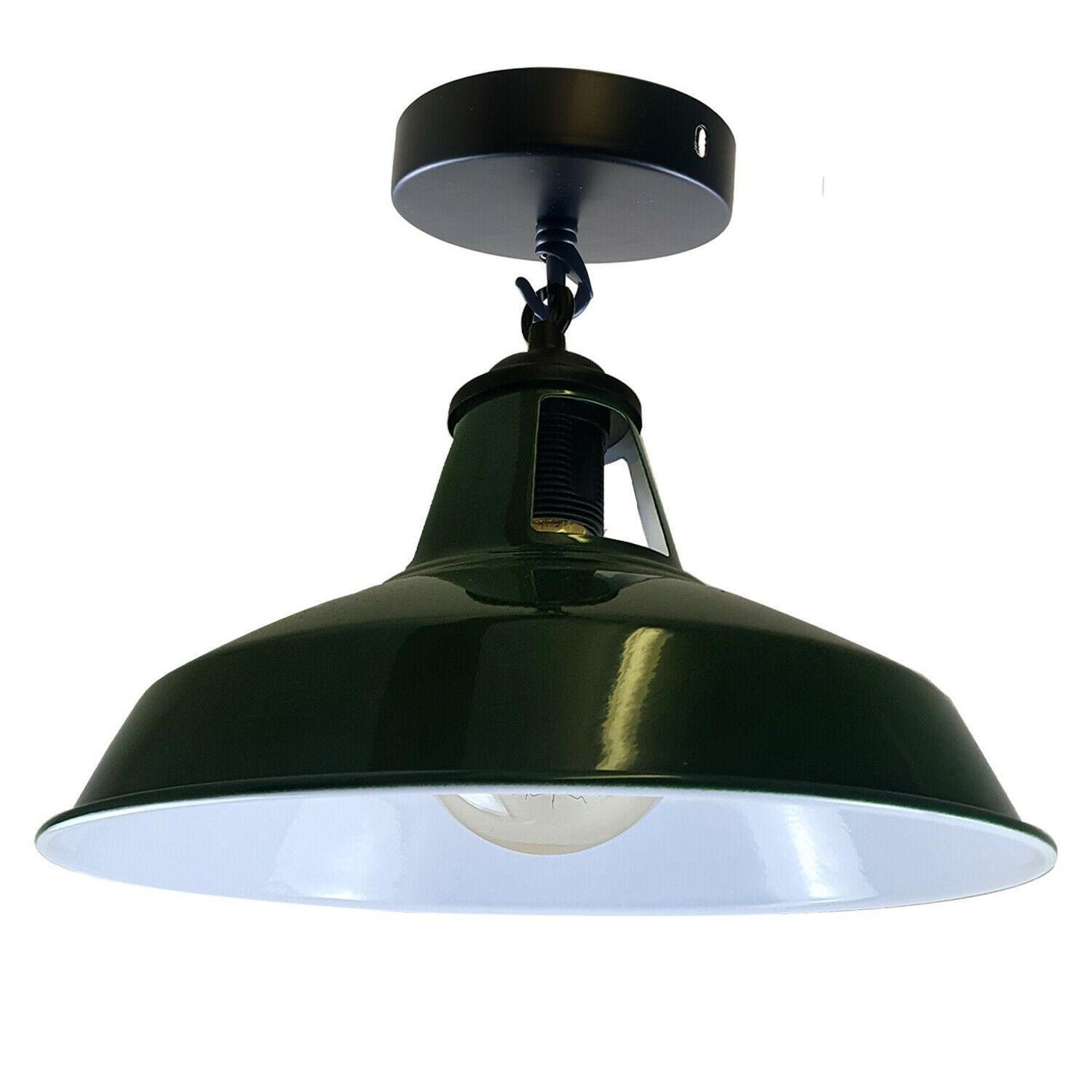 Industrial Black Metal Ceiling Plate Light Holder & Retro Colour Pendant