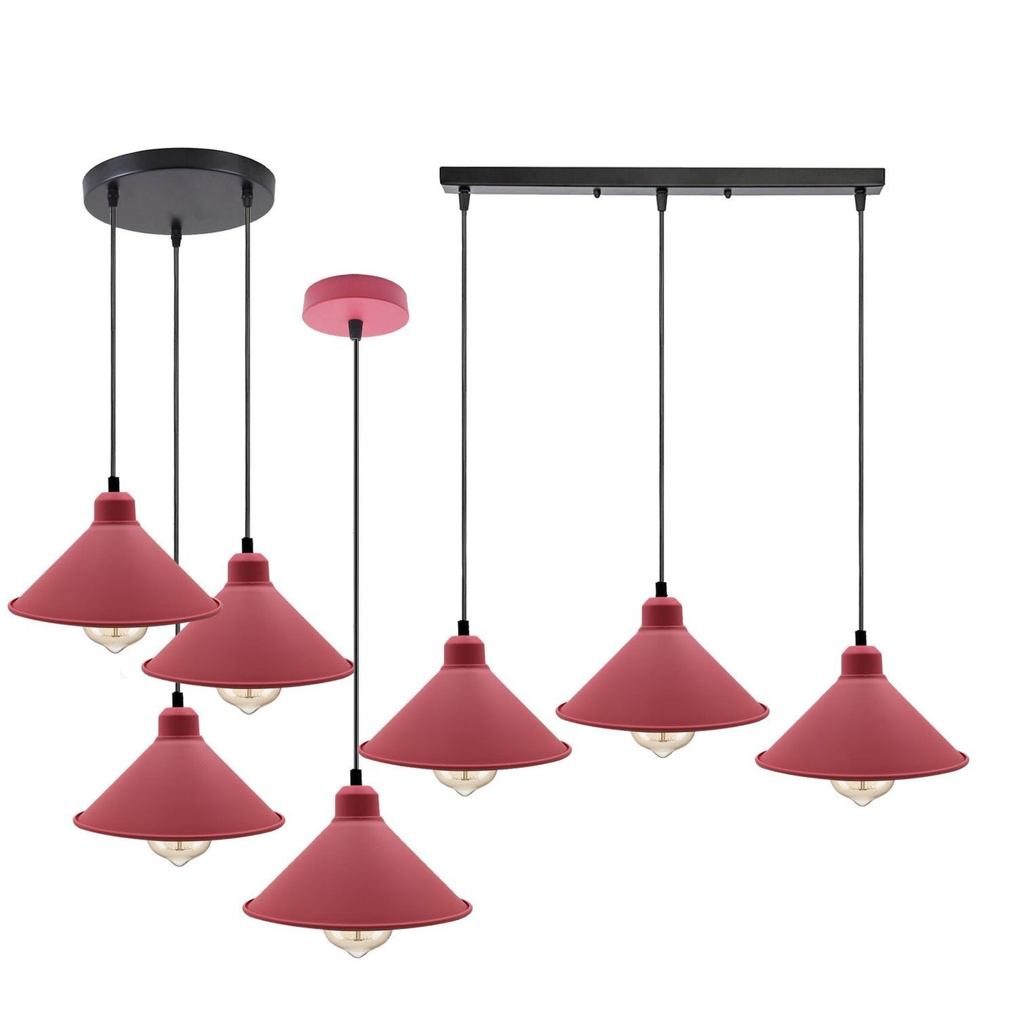 Pink Retro Industrial Hanging Ceiling Cone Shade