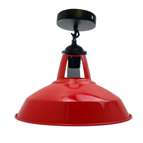 Industrial Black Metal Ceiling Plate Light Holder & Retro Colour Pendant