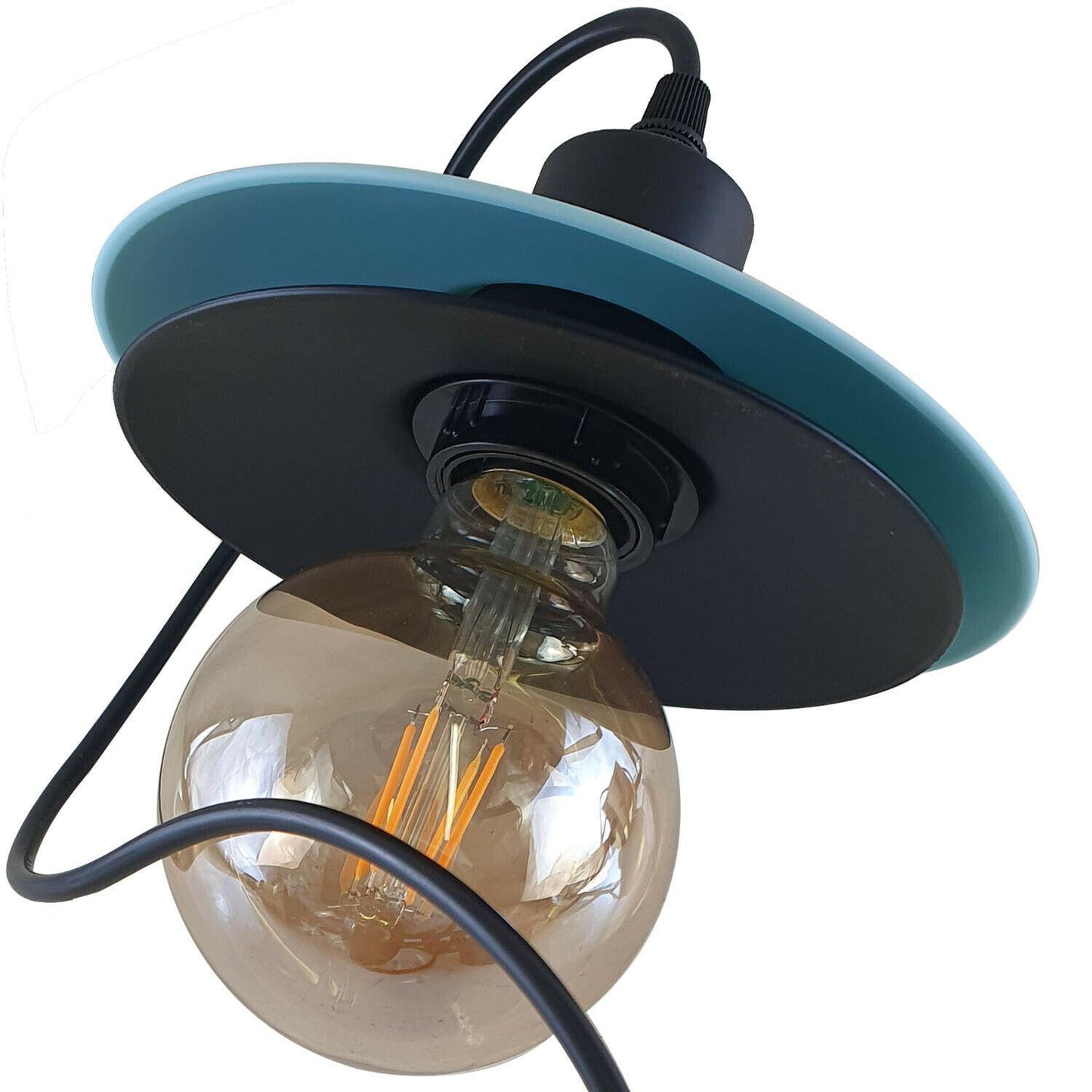 Double Shade Black And Blue Ceiling Hanging Pendant Light