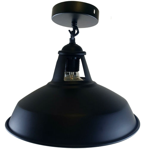 Industrial Black Metal Ceiling Plate Light Holder & Retro Colour Pendant