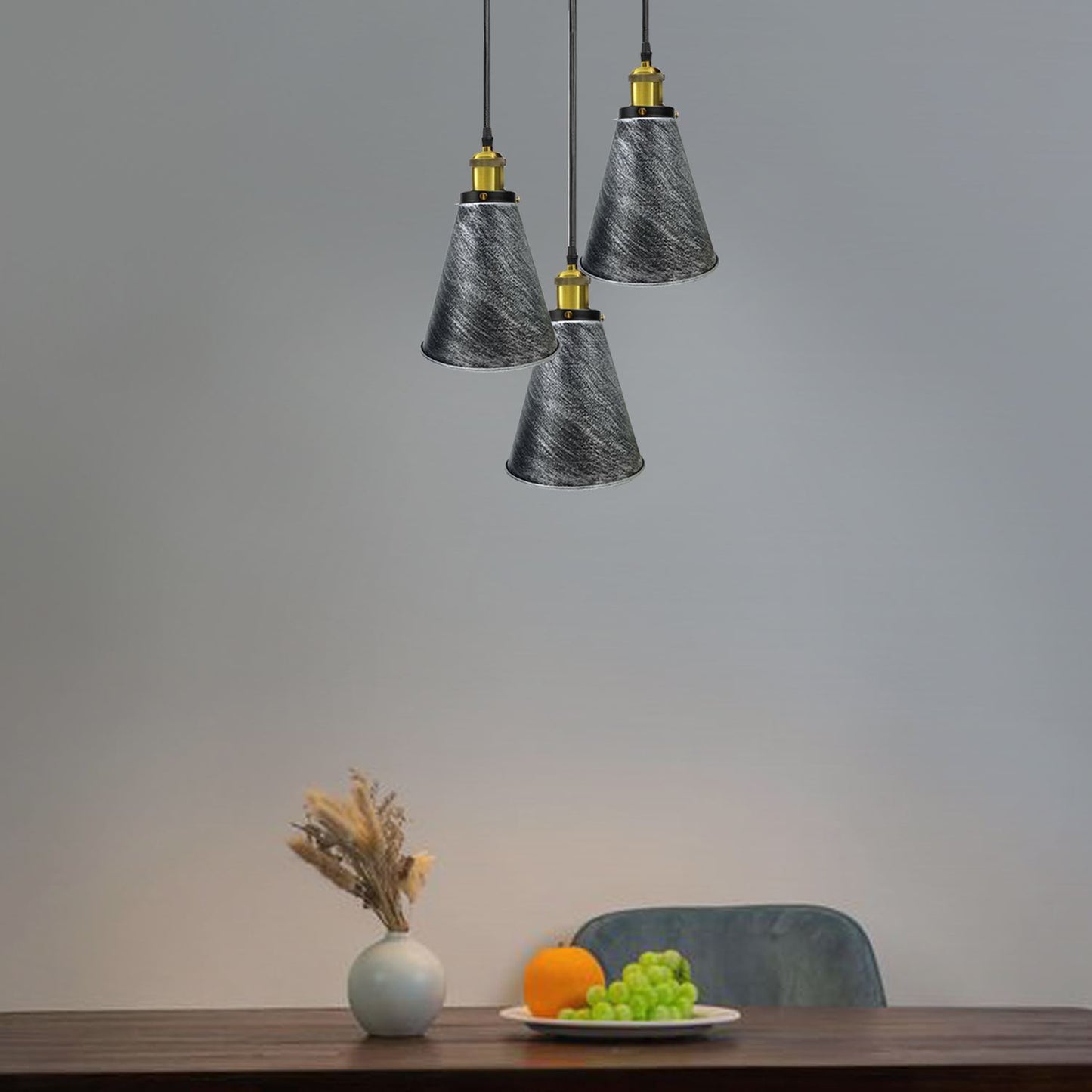 Retro Industrial 3- Head Vintage Round Base Pendant Ceiling