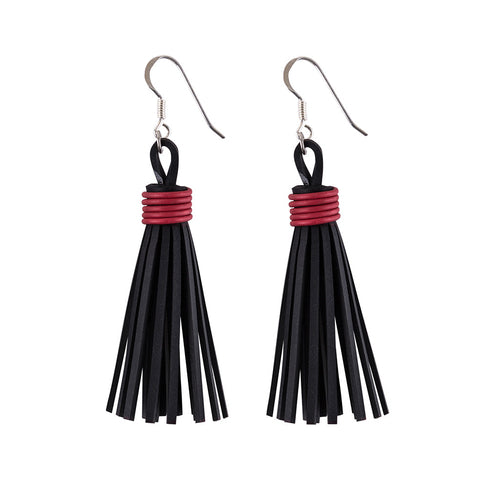 Asante Recycled Rubber Tassel Earrings product view